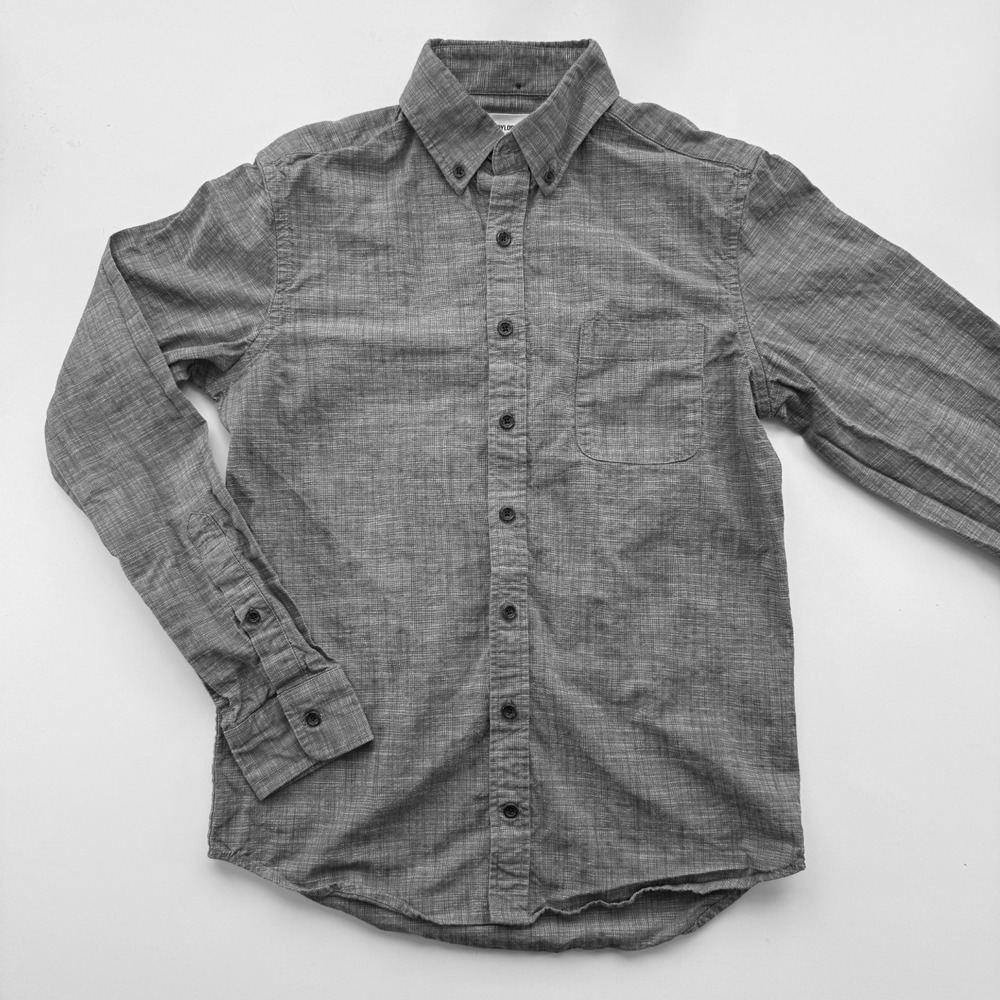 TAYLOR STITCH Long‎ Sleeve Button Down Shirt Mens 36 Gray Cross Hatch Organic